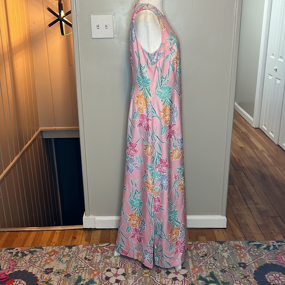 Lilly Pulitzer Vintage White Label 100% Silk Floral Maxi Dress NWOT Size 10 - Picture 4 of 9